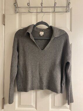 Gray Johnny Collar Sweater